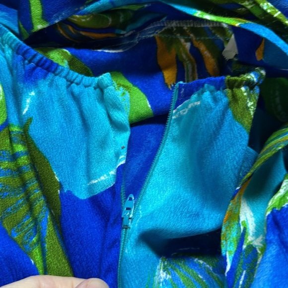 Pomare Vintage Hawaiian Maxi Dress Size 12 Tropical Aloha Floral 70s Ruffle Neck - Picture 12 of 12